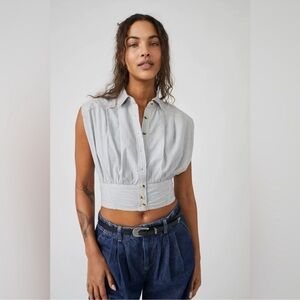 We The Free Free People Striped Crop Top large